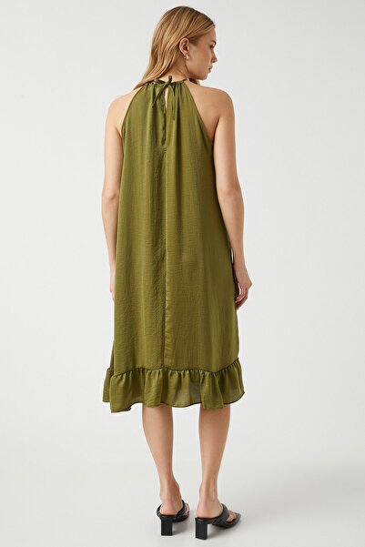 Koton Volánkové midi šaty s ohlávkou ke krku