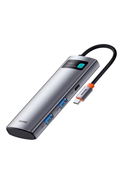 Baseus Metal Gleam Series 7in1 Type-c Hub Adaptör Çoklayıcı-gri
