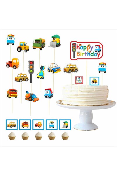 SİYAH PARTİ EVİ Leo Arabalar Pasta Süsü Kürdan Seti