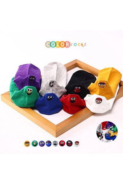 Color Socks 8 чифта цветни дамски чорапи Emoji