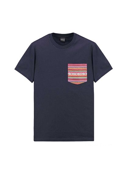 Sarar Μπλουζάκι Basic Navy Blue με τσέπη O λαιμόκοψη