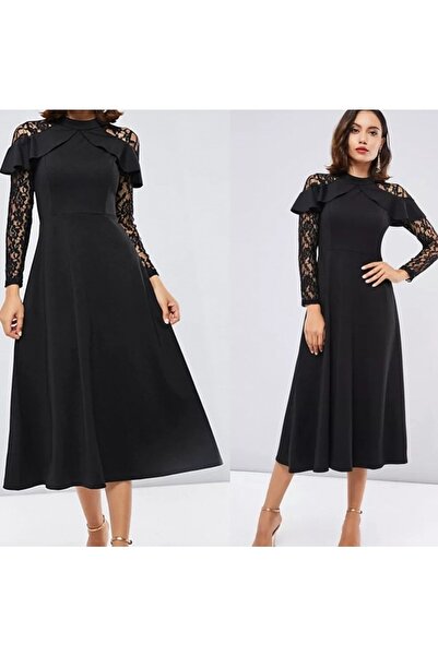 Styling Park Dantel Detaylı Midi Elbise