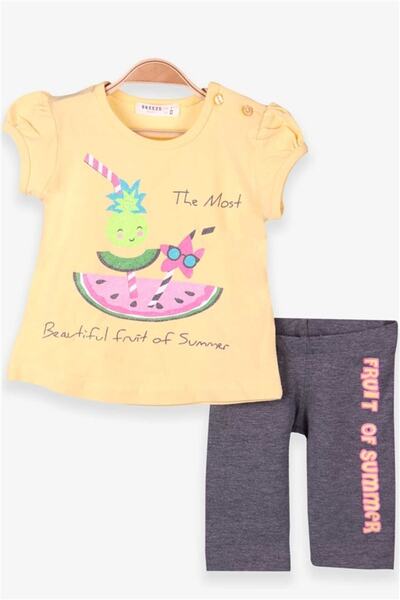 Breeze Kız Bebek Kapri Taytlı Takım Karpuz Baskılı Simli 1-2 Yaş Sarı