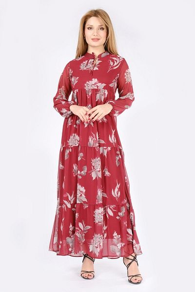 Giyim Dünyası Rochie de damă din șifon cu model roșu Claret