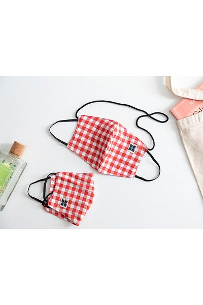 English Home 9.5X18 cm Red Plaid Cotton Mask