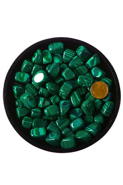 Tesbih Atölyesi Natural Malahit Stone - Certified Tumbled Mass Piece