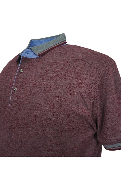 rugatchi Men's Plus Size Oversized Jacquard Single Jersey Polo Neck T-Shirt