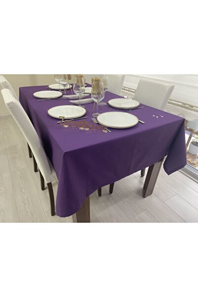Zeren Home Sıvı Geçirmez Dertsiz Masa Örtüsü Mor