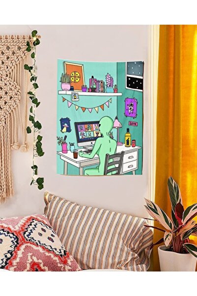 Buka Shops Alien Ufo 3 'lü Duvar Halısı Seti