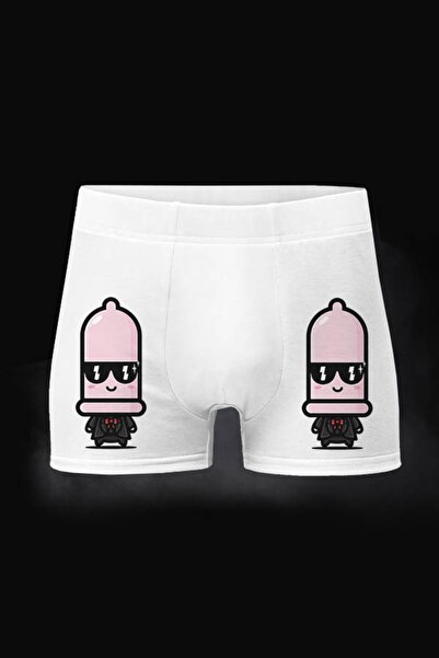 hediyemen Kondom Kafalı Adam Baskılı Erkek Boxer