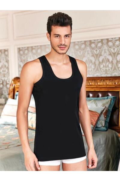 Berrak 1022 Ανδρικό εσώρουχο 6 τεμαχίων Μαύρο M-51 Βαμβακερό εσώρουχο Top Undershirt