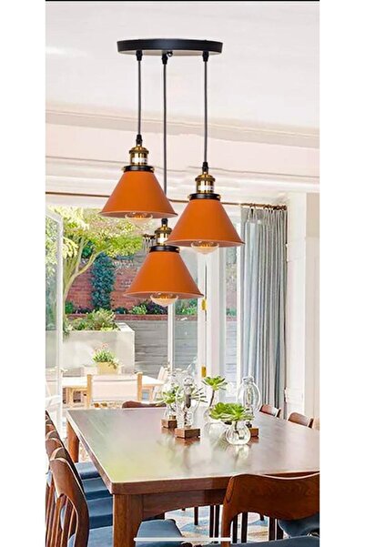 Rsylight Retro Dekoratif 3 Lü Bakır Rustik Metal Sarkıt Avize 30 Cm
