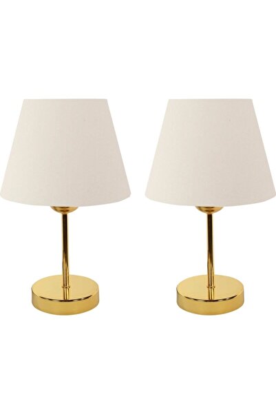 Emg DesiGn 2 Pieces Gold Plated White Conical Lampshade Table Lamp