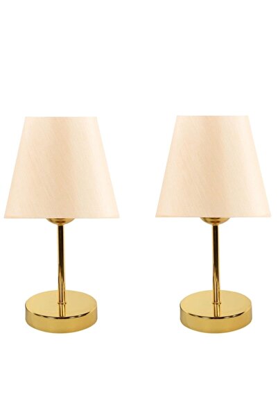 Emg DesiGn 2 Pieces Gold Plated White Conical Lampshade Table Lamp