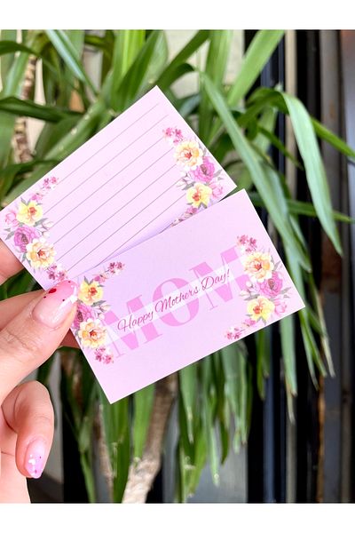 Hayal.kirtasiyesi Mother's Day Series Note Card 5x8 Cm30 Pieces, Thank You Card, Business Card