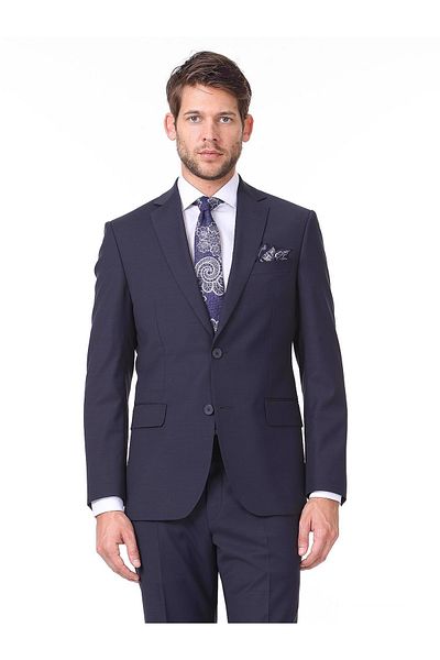 Kip Regular Fit 4 Drop Mono Collar Plain Weave Suit