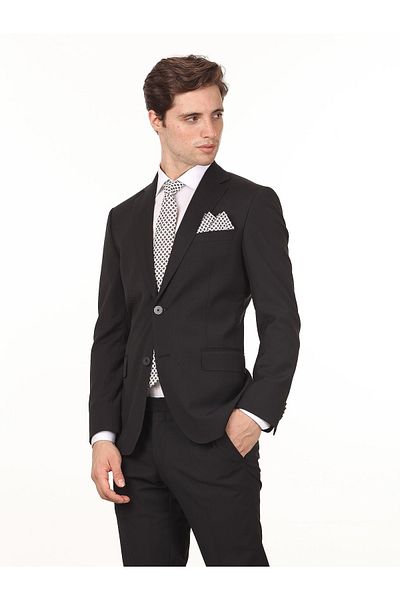 Kip Regular Fit 4 Drop Mono Collar Plain Weave Suit