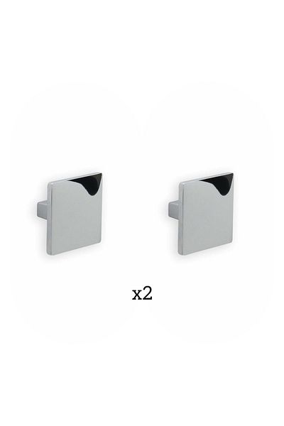 ARON (2 Pieces) Square Knob Handle Chrome Glossy Furniture Cabinet Door Dresser Console Nightstand Kitchen