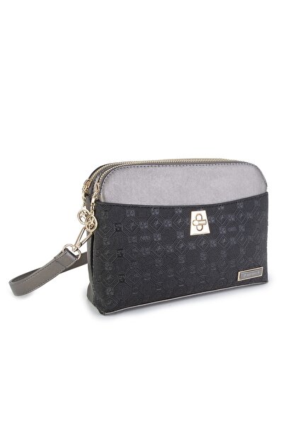 By Hakan Nas Bag-933 Поло з візерунком, сумочка через плече, жіноча сумочка, сіро-чорна