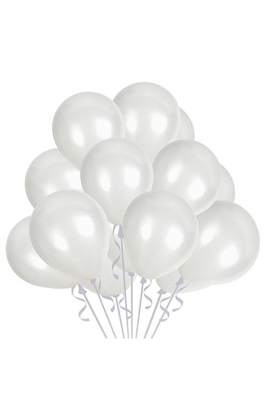 PARTİSERÜVENİ Metallic Balloon White 12 Inch Shiny Pack:10