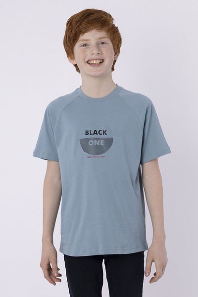 Black One 100% bumbac țesătură din jerseu cu imprimeu prin injecție, tricou pentru băieți cu gât turnat de vară