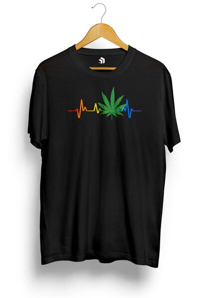 karikatürstore Heartbeat Weed Marijuana Lover Baskılı Tişört