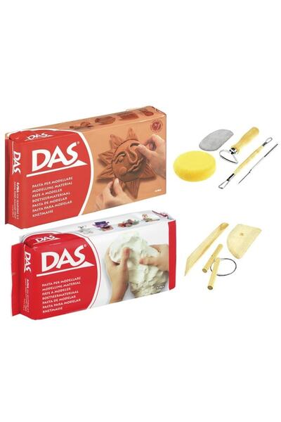 Das 500gr Toprak&beyaz Renk Kil / Seramik Hamur Başlangıç Seti