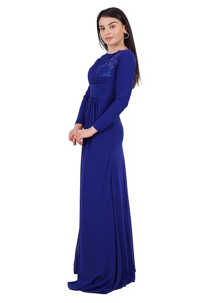 SpringStore Saks Stone Embroidered Chiffon Hijab Evening Dress