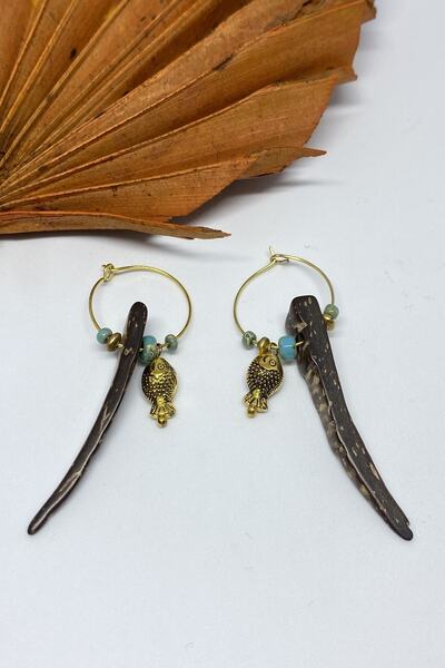 Cocopelli Concept Handmade Authentic Kokonat Fish Earrings