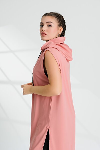 Emayo 4e Activewear Kapüşonlu Kolsuz Somon Tunik