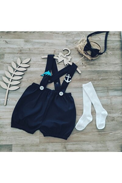 Feriatolye Lacivert Salopet Denizci Konsepti 1yas Doğum Günü Kıyafeti