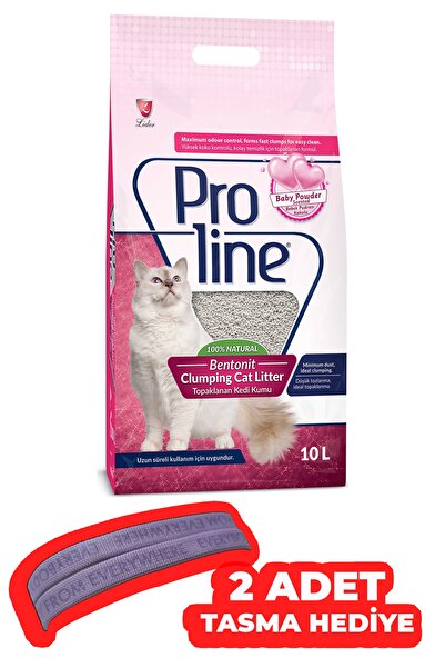 Pro Line Proline Bebek Pudrası Kokulu Ince Tane Topaklanan Kedi Kumu / 2 Adet Tasma Hediye