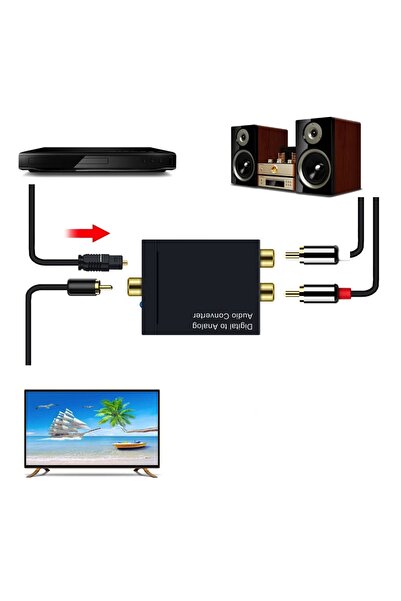 aogo Dijital To Analog Ses Dönüştürücü Converter Optik To Analog Çevirici Spdıf Optik (ın) Rca (out)