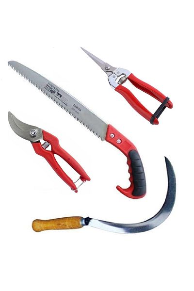 Depolife Garden Pruning Shears And Tree Branch Cutting Handsaw Herb Shrub Cutting Sickle 4-Piece Plant Cutting Edit