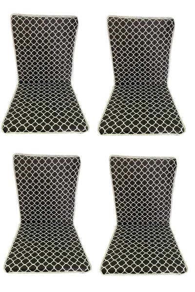 Vip Home Concept Chair Cushion with Back, Rubber, Zipper, Sponge - 4 Pieces (black Roof) washable