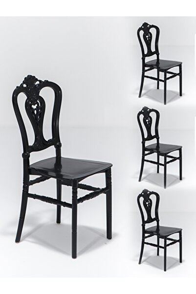 Modalife 4 Adet Carisma Mutfak Balkon Sandalye -siyah