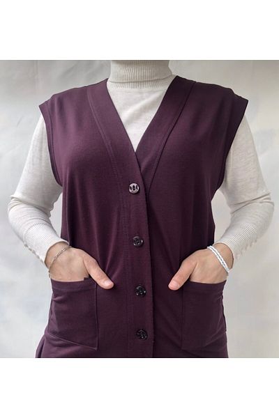 ece bayan giyim Short Mother Vest - Combed Cotton and Buttoned