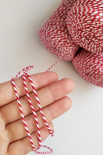 tsundoku سلسلة تغليف هدايا باللونين الأحمر والأبيض بطول 25 مترًا، سلسلة مجوهرات لسوار Marteniçka