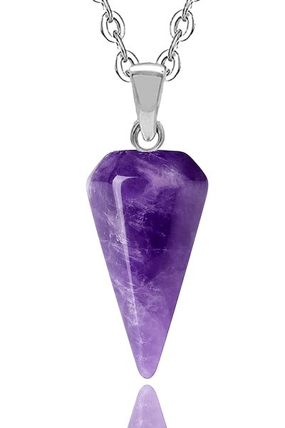 Tesbih Atölyesi Certified Natural Amethyst Natural Stone Pendulum Necklace
