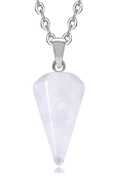 Tesbih Atölyesi Certified Natural Crystal Quartz Stone Natural Stone Pendulum Necklace