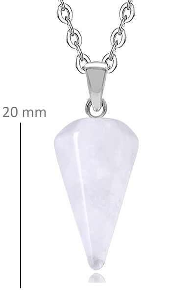 Tesbih Atölyesi Certified Natural Crystal Quartz Stone Natural Stone Pendulum Necklace