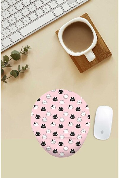 Gizeo Concept Mouse Pad cu model de pisică mixtă roz cu suport pentru încheie...