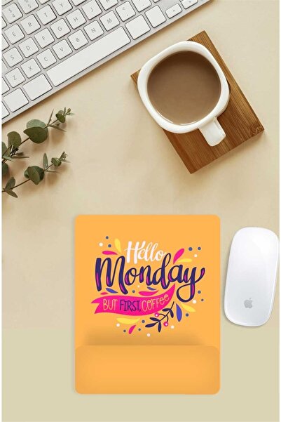 Gizeo Concept Monday But First Coffee Written Mouse Pad με υποστήριξη καρπού