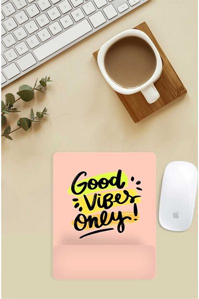 Gizeo Concept Mouse Pad cu suport pentru încheietura mâinii scris Good Vibes
