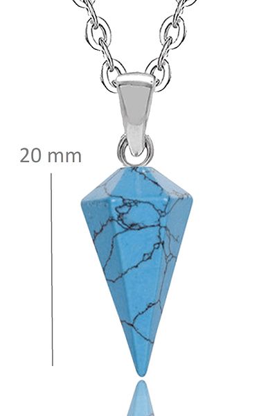 Tesbih Atölyesi Certified Natural Turquoise Stone Natural Stone Pendulum Necklace