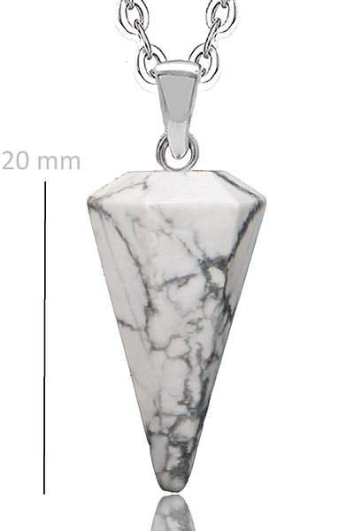 Tesbih Atölyesi Certified Natural Howlite Stone Natural Stone Pendulum Necklace