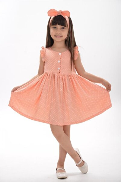 Pink Hippo Kids فستان بولكا دوت بدون أكمام مع عصابة رأس
