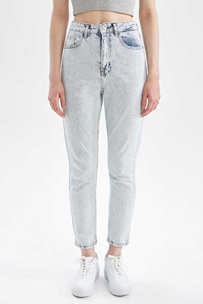 DeFacto Pantaloni de jeans cu talie înaltă Lina Washed Mom Fit