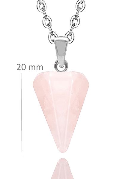 Tesbih Atölyesi Certified Natural Light Pink Quartz Stone Natural Stone Pendulum Necklace