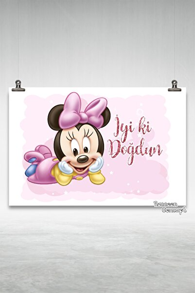 Baby Minnie Mouse Temalı Doğum Günü Afişi
